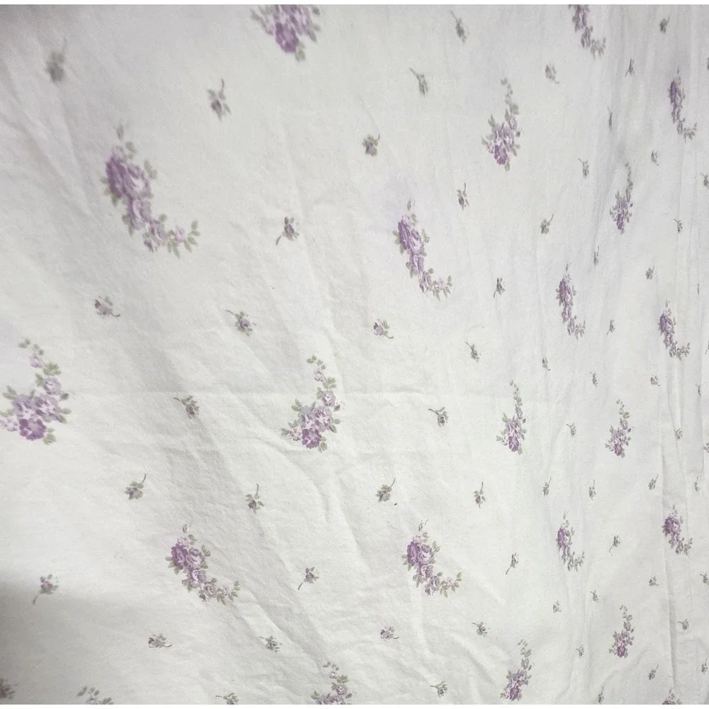 Simply Shabby Chic Flat Full Sheet Purple Floral Lavender Calico Cotton